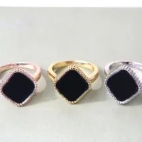 Vier blad klaver ring ontwerper sieraden ringen vrouw trouwring paar cadeau verloving feest houdt van mode luxe natuurlijke schaal rood wit zwart groen