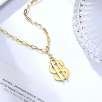 Hänge halsband ailinfa mode pläterade 14k guld halsband titanium stål pengar mönster hip hop personlighet brev smycken gåva