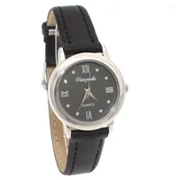 Нарученные часы Chaoyada Ladies Watches Girl Leather Brap Then Time Kids смотрят студенты кварцевые наручные часы повседневная мода Horloge U101J