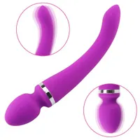 Вибрирующее копье силикагель с двойной головкой вибраторная секс-игрушка для женщин AV Wand Clitori стимуляция G-точка мощный продукт влагалищный массажер 6fst