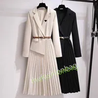 Womens Designer Dresses High QualityEarly spring new large size women&#039;s French temperament suit collar sense of false two dresses