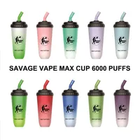 Original E Cigarette Savage Vape Max Cup 6000 Puffs Disposable Vapes Pen Pods with Mesh Coil 600Mah Rechargeable Battery Pre-Filled 5% 16ML Capacity Vaporizer