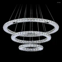 Люстры округливые современные хрустальные светильники для гостиной столовая 3 кольца светодиодные лампы подвесы