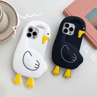3D White Swan Black Swan Soft Silicone Case For iPhone 14 Plus 13 12 Pro Max 11 Case Sweet Lovely Rubber Fashion Luxury Stylish Mobile Smart Cell Phan Cover Skin