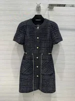 2022 New Autumn Winter Runway Dresses Print Tweed Designer Dress Brand Same Style Sundress 1031-9