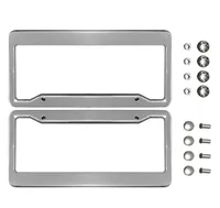 2PCS Серебряные хромированные рамки из нержавеющей стали металлическая крышка каркасной плиты с винтовыми крышками Car Styling1705002