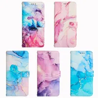 Marble Granite Leather Wallet Cases For Samsung S23 Ultra Plus A14 5G A23E A23S Xiaomi 12T Pro Redmi A1 Luxury Quartz Rock Stone Credit Card Slot Holder Flip Cover Pouch