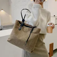 Akşam çantaları 2022-profesyonel kadın omuz tasarımcısı yün çanta üstü için büyük tote kış çantası kadınlar kapaky