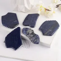 Nouvelle forme Masseur facial Natural Jade Gua Sha Massage outil Skin Care Sawtooth Blue Sodalite Stone Face Guasha Board