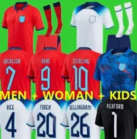 2022 Coupe du monde Mead Angleterre Jerseys de football Kane Sterling Rashford Sancho Grealish Mount Foden Saka 22 23 National Englands Football Shirt Men Woman Kid Kit Kit