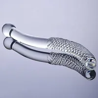 Sexspielzeug Massagegeräte doppelt beendete Kristall weiße Glas Dildo Künstlicher Penis Granula Spiral G Spot für Erwachsene Sexspielzeug für Frau schwul