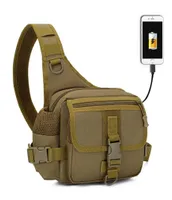 Tactical Sling Bag Cargo USB Bolsas del ejército Hombres de caminata Caza de pesca Molle Mochila Camping Nylon Outdoor Sport Pack7226205