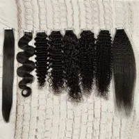 Extensões de fita de cabelo humano para cabelos pretos onda corporal reta Curly 40pcs/100g