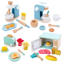 Kuchnie grają w żywność drewniana kuchnia Udawanie zabawek symulacja kawy maszyna do kawy mikser Baby Early Learning Educational Toys 221031