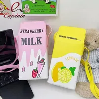 Sacs de soir￩e mignonnes sacs de forme ￠ lait de fraise et sacs ￠ main pour les femmes kawaii filles crossbody sac de mode caricatures
