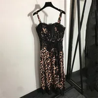 Robe de femme de concepteur de luxe robes en dentelle léopard sexy