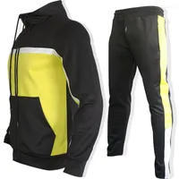 Erkek Trailsits Erkek İlkbahar ve Sonbahar Tide Marka Uzun Kollu Sıradan Spor Giyim Takım Dış Mekan Koşu Ceketi Kapüşonlu İki Parçalı Set