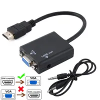 HD 1080p HDMI till VGA -kabelomvandlare med ljudstr￶mf￶rs￶rjning HDMI MANA VGA Kvinnadapter f￶r surfplatta b￤rbar dator -TV