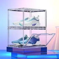 Caixas de armazenamento caixas HD Sapatos de tênis transparentes acrílico armário de exibição de homens esportivos organizador à prova de poeira para colecionador 221028
