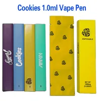 Cookies 1.0ml Disposable Vape Pen E Cig 280mah Rechargeable Starter Kits Snap On Vapes Cartridges 4 Color Packaging Box