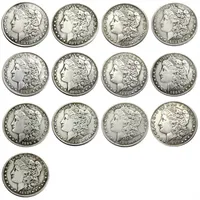 Artworks and collectibles 15 pieces of silvering plated brass Morgan 1878 to 1893 Sounding silver dollar Molar coins commemorative coin