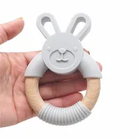 Zęby dla dzieci Chenkai 10pcs Rabbit Banan Silikon drewniany do DIY Pielęgniarstwo Łańcuch żucia Naszyjnik 221028