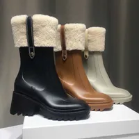 Buty Betty Boots buty deszczowe buty deszczowe Nowo designerskie kolano wysokie wodoodporne obcasy Welly z rozmiarem platformy 36-40 NO327