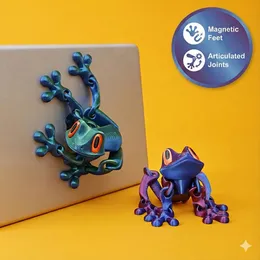 12 magneti da frigorifero stampati in 3D, a forma di rana, divertenti e
