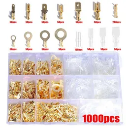 135/360/1000pcs Male Female Spade Connector Wire Crimp Terminal Block With Insulating Sleeve Assortm I.790163553