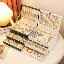 Scatola di gioielli di lusso a 3 livelli, organizzatore di gioielli in legno, deposito gioielli con cassetti, fodera in velluto, legno ingegnerizzato.Regalo personalizzato - Italia