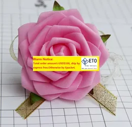 YO CHO Corpetti da sposa fiore Sposo Fiore all'occhiello Viola Seta Rosa Uomo Spille Matrimonio Damigelle d'onore Bracciale Polso Corpetto Fiore  15