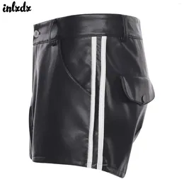 Shorts Casual Pelle Nera Taglie 28 48 Uomo In Vera Pelle Di Agnello - Neri - Taglie 28-48 - Stile Biker Estivo Pantaloncini Da Basket