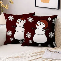 Set Di 4 Federe Per Cuscini Natalizie Con Pupazzo Di Neve E Babbo Natale – Rosa, 100% Poliestere Con Cerniera - 4
