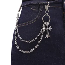 Yijunmca Pantaloni a doppio strato, alla moda, con ciondolo a stella, stile punk, per donne e uomini, colore argento Yijunmca Pantaloni a doppio strato, alla moda, con ciondolo a stella, stile punk, per donne e uomini, colore argento
