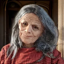 Maschera Vecchia Signora Fumatrice Rugosa &ndash; Horror Nonna Cattiva, Latex, Unisex, Halloween