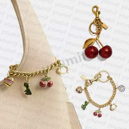 Portachiavi Ciliegia Personalizzabile Con Lettera – Accessorio Borsa Y2K In Resina Oro