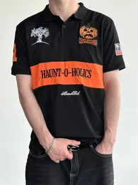 2025 Haunted Mound Camisa Polo Vermelha Bordada Y2K De $46,4