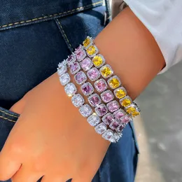 高級スパークリング 18K ホワイトゴールドフィル テニスブレスレット 