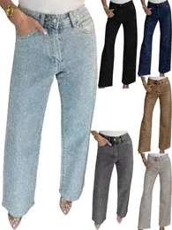 Jeans A Gamba Larga Strappata Donne 2024 |Pantaloni In Denim In Cotone A Lavaggio Blu Alto Da 12,09 € | DHgate