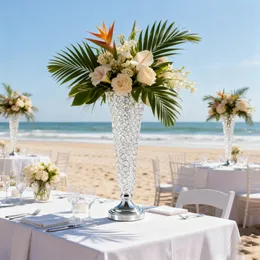 Vasi acrilici per matrimoni - 2 fioriere a colonna trasparenti alte 80 cm Vasi per centrotavola di matrimoni e feste di compleanno Espositori per arredamento