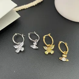 Ogquaton 1 Paio di Orecchini da Donna con Clip in Argento con Ciondolo a Forma di Farfalla con ciondola Orecchini a Bottone Accessori Gioielli Regalo Durevole