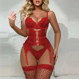 Pizzo giarrettiera Sexy Calze Collant Donna Lingerie Top Cintura Coscia Lingerie Rosso Gola, b, Taglia Unica