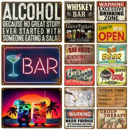 Targa in metallo vintage con scritta in lingua inglese GROUP THERAPY PRACTICED HERE, per bar, pub, birreria, decorazione da parete con scritta in lingua inglese GROUP THERAPY PRACTICED HERE, 30 x