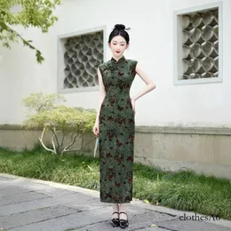 green emerald velvet dress Homeilteds Party Cheongsam Vintage Chinese Style Spring Long Evening Dress  Oriental Woman Elegant Qipao Comfortable (Color : Red, Size : 2XL.) :
