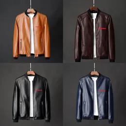 Y2K style mens genuine leather jacket with zipper for autumn and