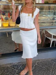 Foridol White Lace Summer Women Set Sleeveless Crop Topmidi Skirt Outfits 2025 Beach Holiday Chic Vintage Sundress Dress 260518BANJIA