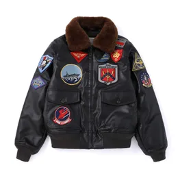 Mens Genuine Leather Motorcycle Jacket Lapel Collar Zipper Closure