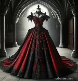 women's dark red and black off the shoulder dress gothic Witch Strap Long Sleeve  Sugarplum Store This is another version of the Alanna dress with a different color Vintage Gothic Off-Shoulder wedding dress