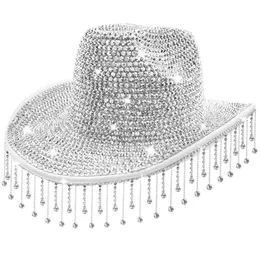 Glitter Rhinestone Cowboy Hat with Adjustable Strap Peohud Silver Rhinestone Cowboy Hat for Women, Glitter  main image 4