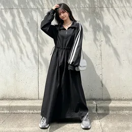 NYFS Sonbahar Kore Kadın Elbise vestidos Robe Elbise Gevşek Artı Boyutu Mektup Baskı Uzun Kollu Uzun Elbise 241120